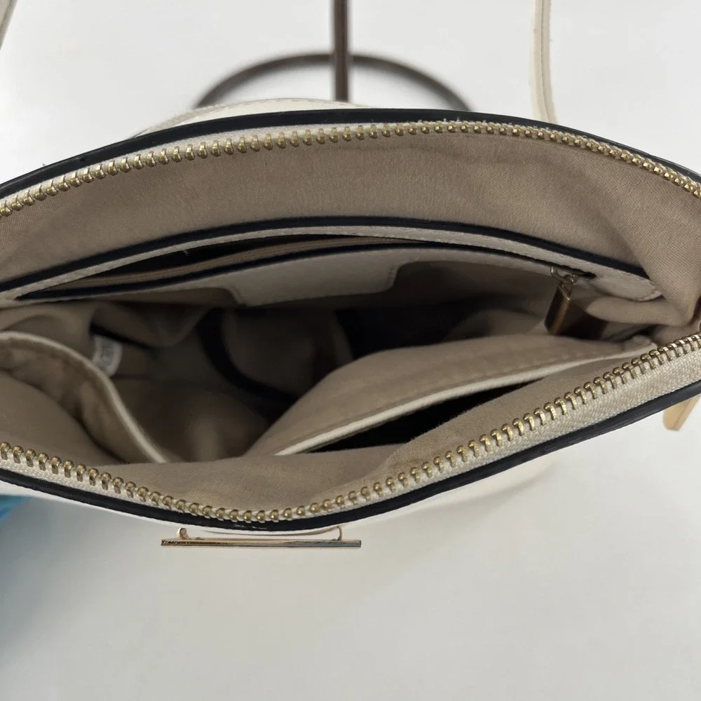 Kate Spade Zip Dome Jeanne Crossbody Saffiano Leather Meringue Cream Ivory Strap